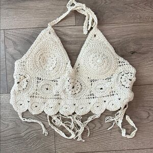 SHEIN Cream Crochet Crop Top